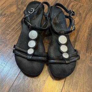 Vionic Black Sandals with Metallic Accents